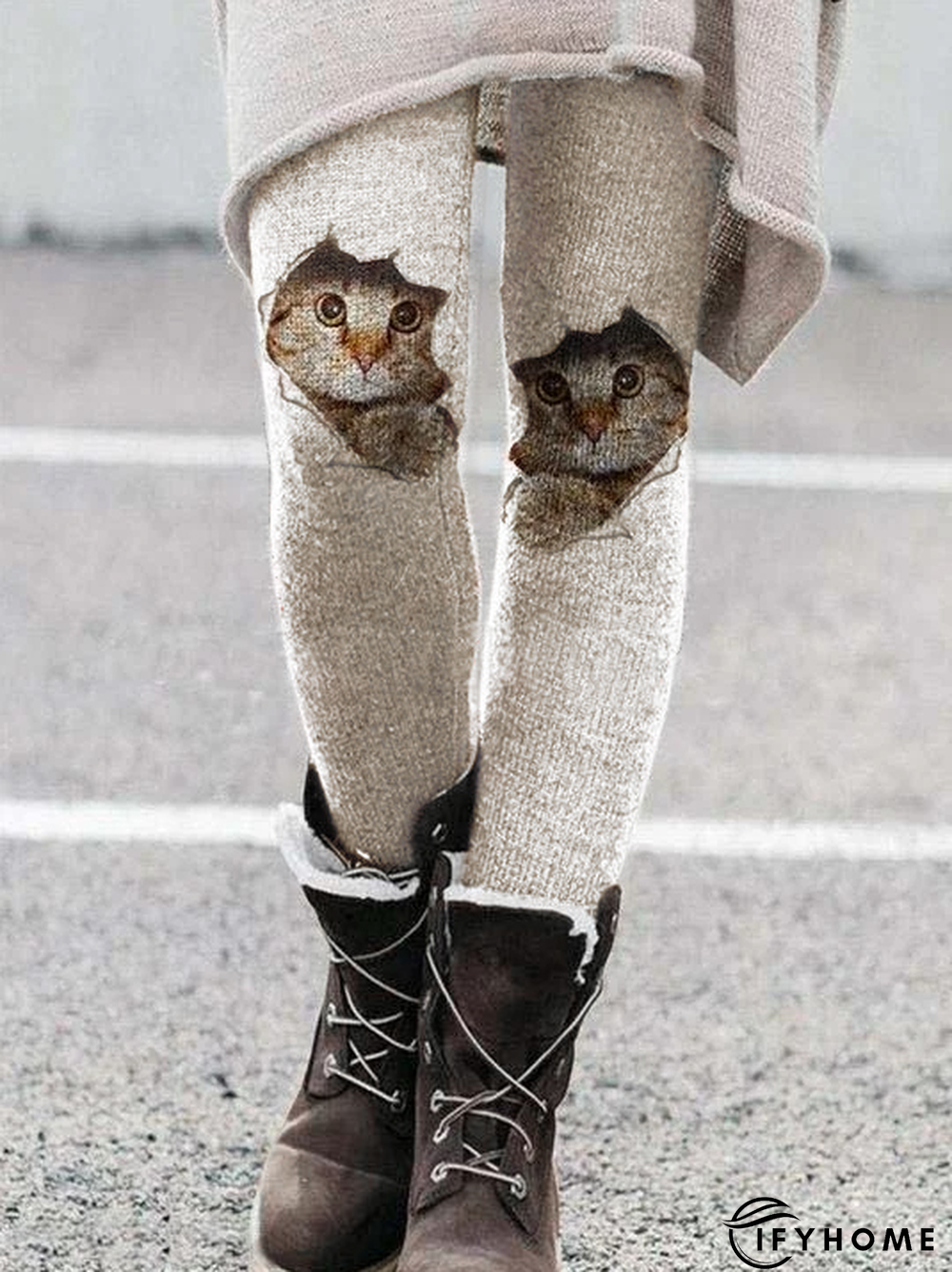 Cat Elastic Waist Printed Casual Pants Leggings | IFYHOME