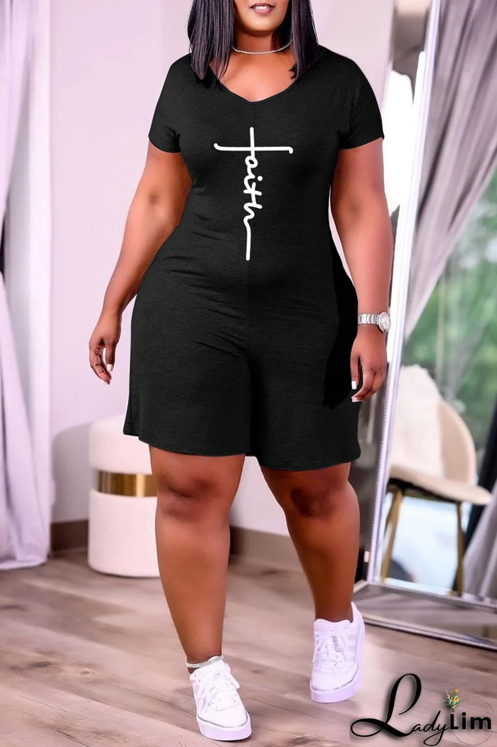 Blue Fashion Casual Print Basic V Neck Regular Jumpsuits