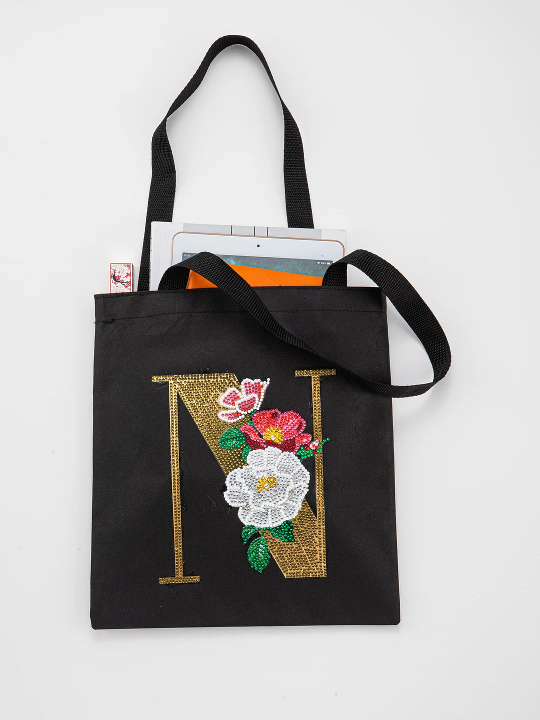 DIY Diamonds Painting Handbag Linen Shopping Bag Portable Fashion for Work