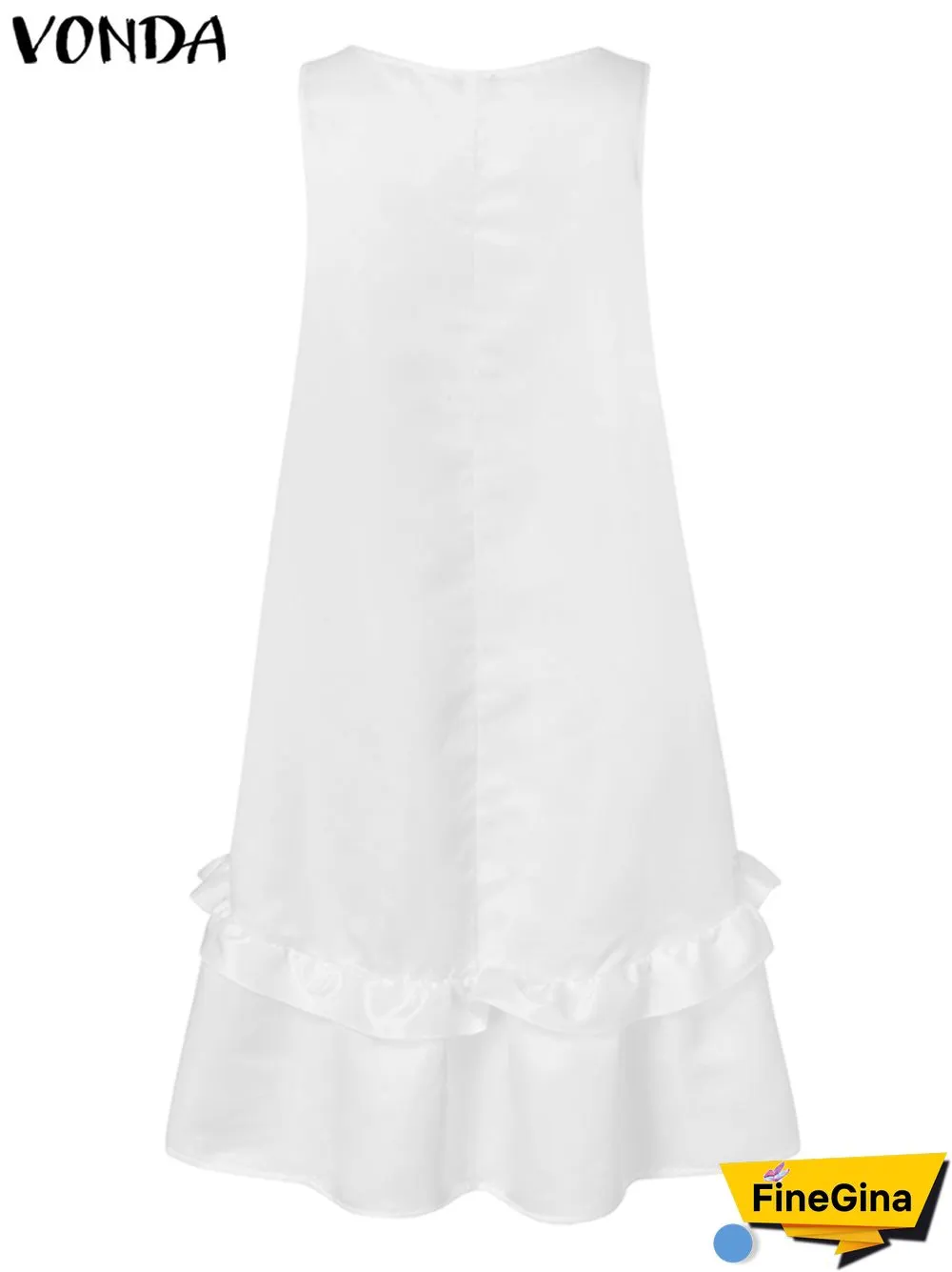 Women Elegant Midi Dress Summer Party Long Dresses VONDA Sexy Sleeveless Fashion Beach Floral Print Ruffled Tank Vestidos