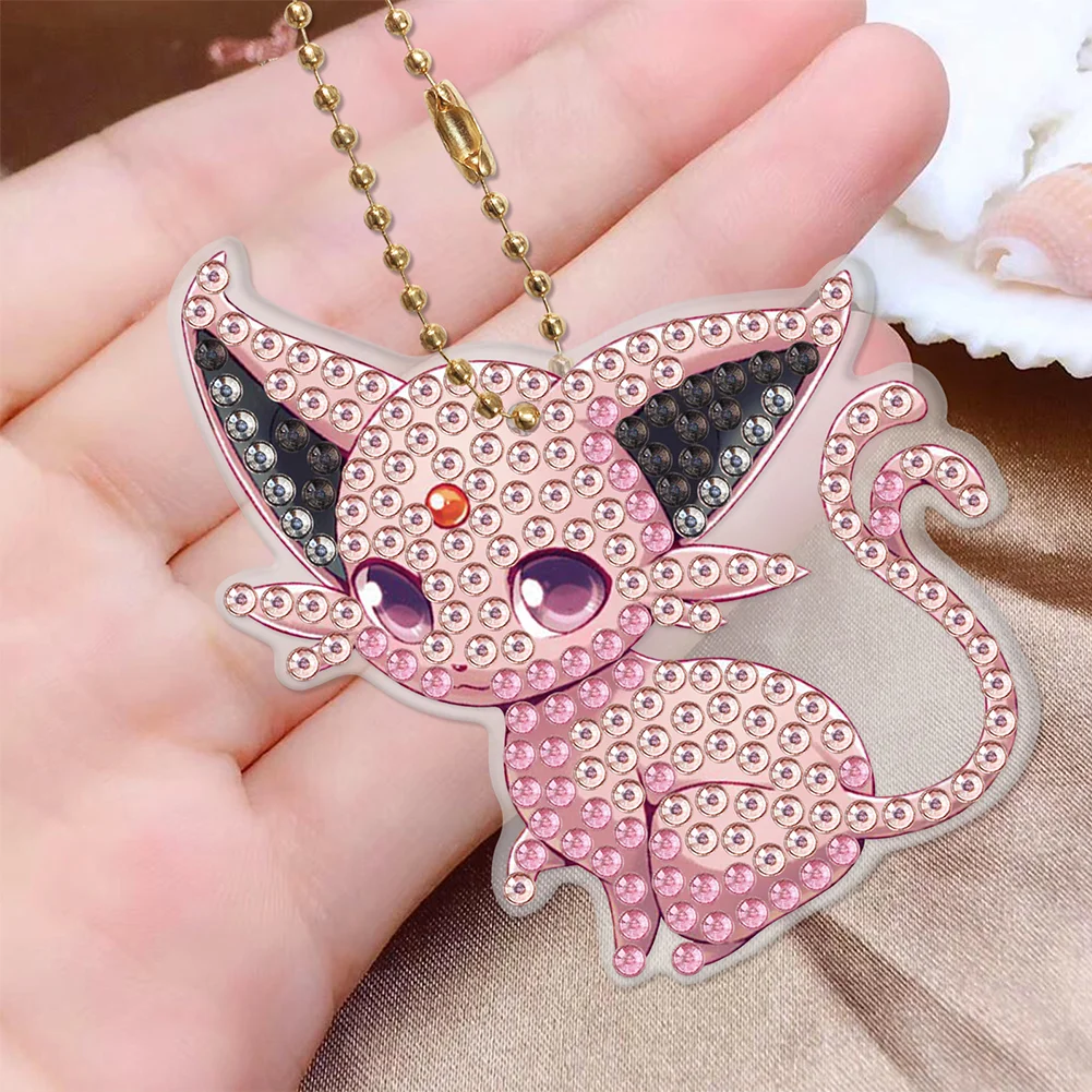 6pcs/set Diamond Painting Pokemon Keychains Acrylic DIY Key Chains Charm Crafts