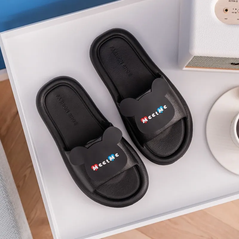 Women's Summer Slippers Cartoon Slides Non-slip Indoor Bathroom Flip Flops Men Outside Slippers Beach  Zapatos Hombre chaussons