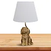 Dog Lamp with White Linen Shade Cute Room Decor White Dog Table Lamp 17.7inch for Living Room Unique Aesthetic Home Room Decor