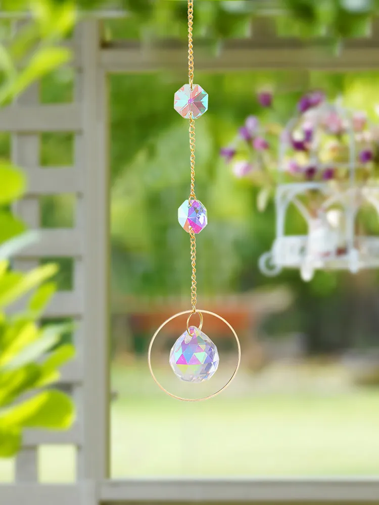 1/5pcs Hanging Moon Sun Heart Ball Light Catcher Crystal Outdoor Wind Chime