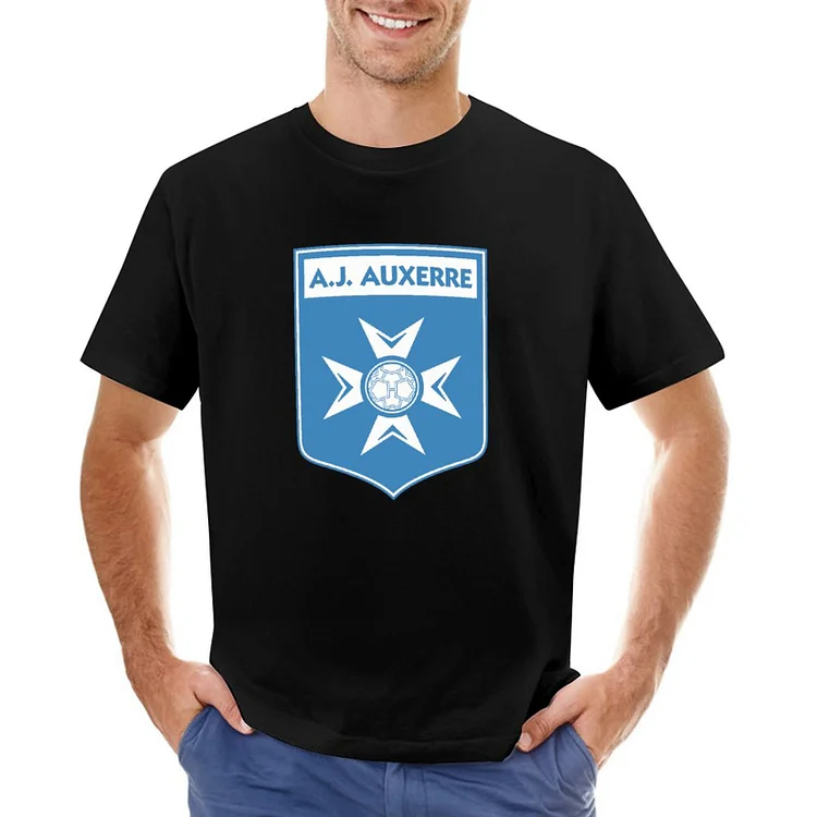 AJ Auxerre Tiger Pattern Lightning Icon Design T-shirt À Manches Courtes Gildan Pour Homme