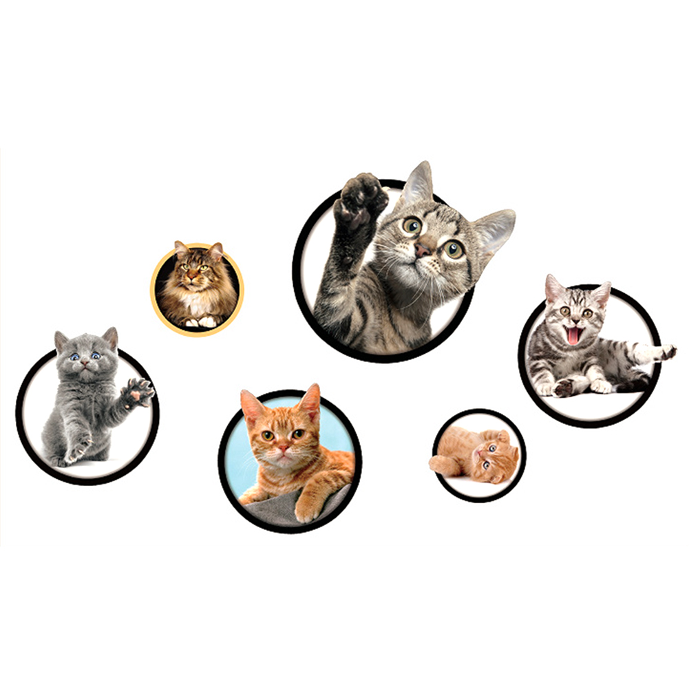 

3D Kitten Pattern Wall Stickers for Kindergarten Children Bedroom Decor, 501 Original