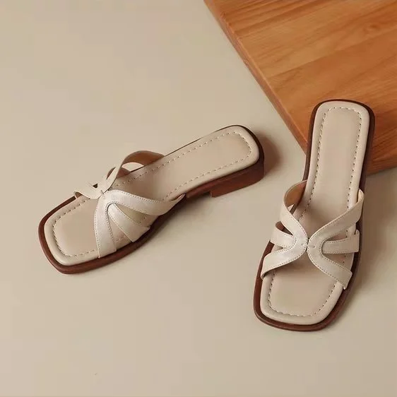 Wongn Wongn 2023 New Fashion Women's Shoes Hollow Out One-Word Outside Wear Flat Slippers Cool Drag Female Hot Style