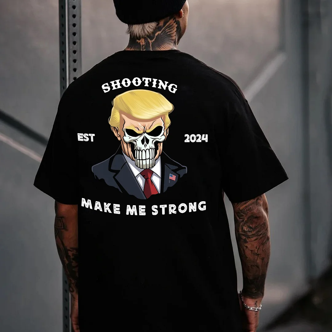 SHOOTING MAKE ME STRONG Blond Skeleton Print Men's T-shirt