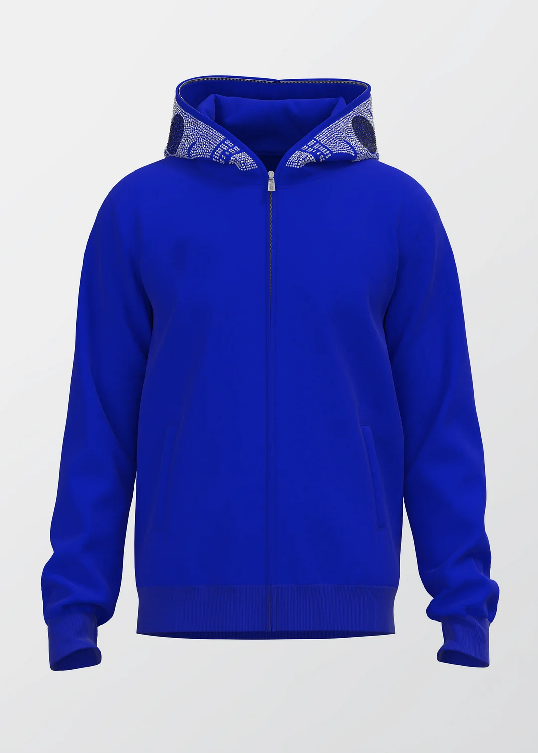 Personalized fashion rhinestone skull zipper sweatshirt jacket