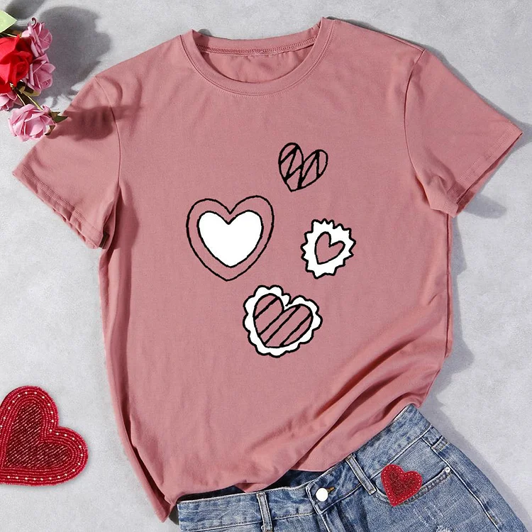 Hearts Round Neck T-shirt-Annaletters