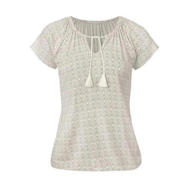 Women's Fashion Bohemian Print Top Beach Shirt Holiday Casual T-Shirt