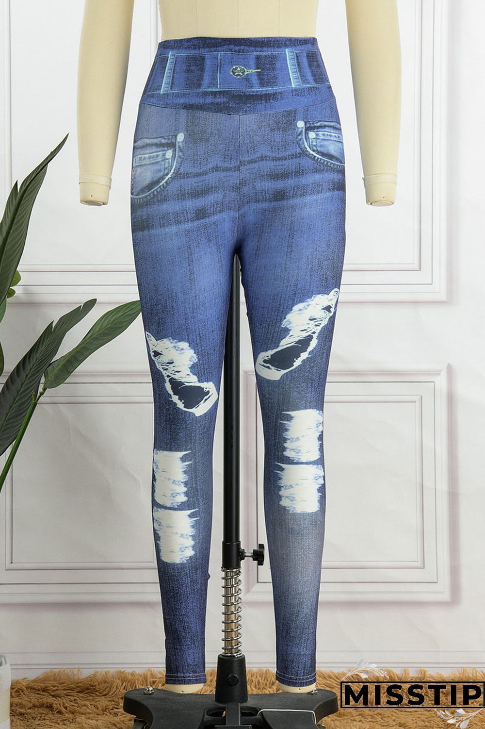 Blue Sportswear Print Patchwork