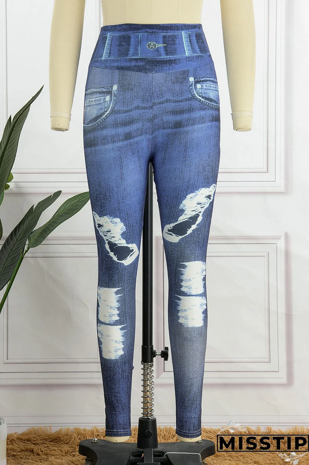 Blue Sportswear Print Patchwork