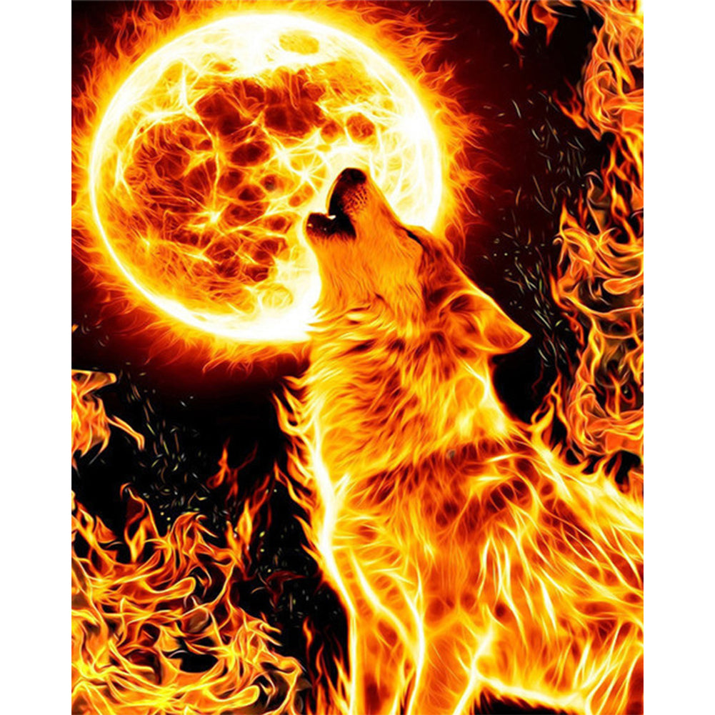 Flame Wolf 50*60CM (Canvas) Full Round Drill Diamond Painting