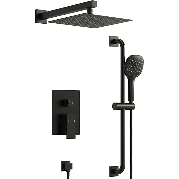 EVERSTEIN Modern Style Bathroom Shower System in Matte Black &lrm;SFS-1153-BK10
