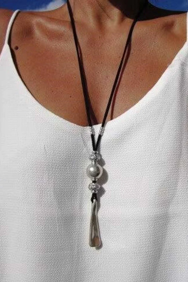 Vintage Leather Rope Beaded Wind Chime Pendant