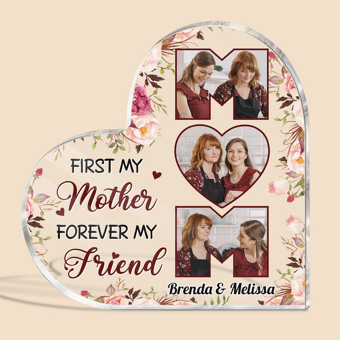 MOM Photo Collage Forever Love Child - Personalized Heart Plaque - Gift for Mom