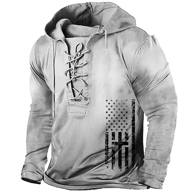 Christian Cross American Flag Retro Hoodie