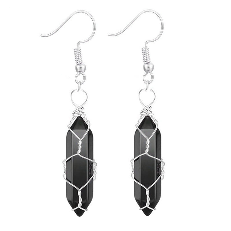 1 Pair Casual Minimalist Geometric Natural Stone Crystal Iron Drop Earrings