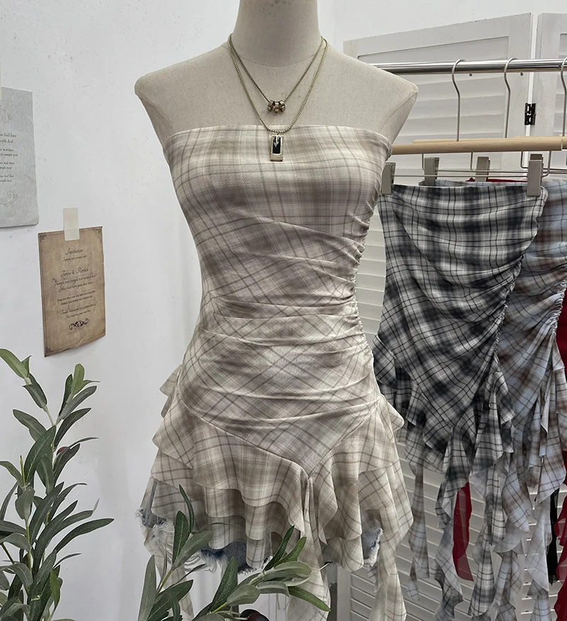 Nigikala Nigikala Shooting Hottie Sexy Shoulder Irregular Lotus Side Ribbon Bram Repair Print Sleeveless Top 1228