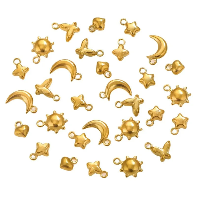 1 Piece Hole 1~1.9mm 304 Stainless Steel Star Moon Pendant Jewelry Accessories
