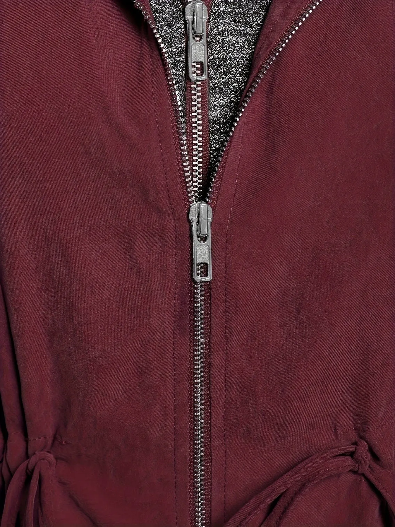 Ruched Hooded Coat Plus Size
