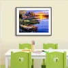Lakeside Hut Under Sunset   | Full Round Diamond Painting Kits