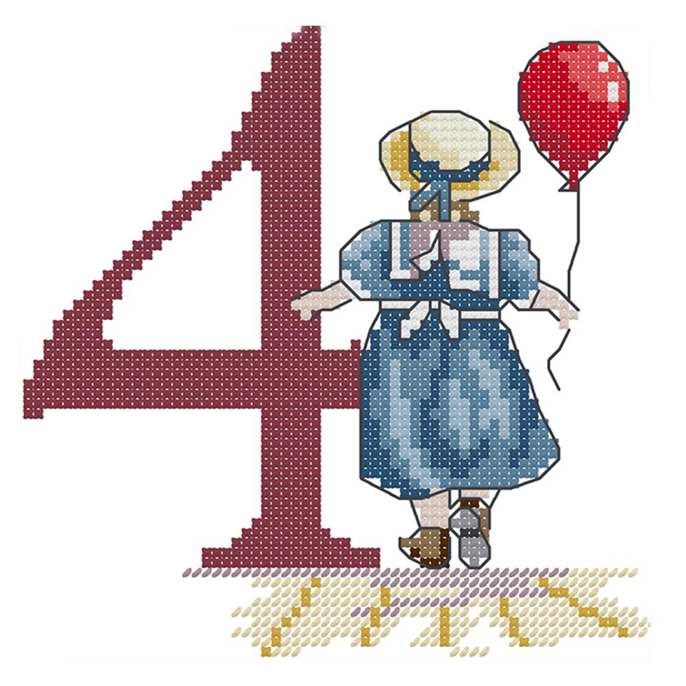 

Number 4 - 14CT Stamped Cross Stitch - 17*17cm, 501 Original