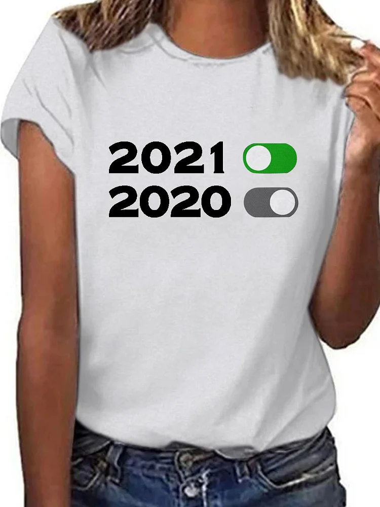 Bestdealfriday New Year 2021 Graphic Short Sleeve Round Neck Tee