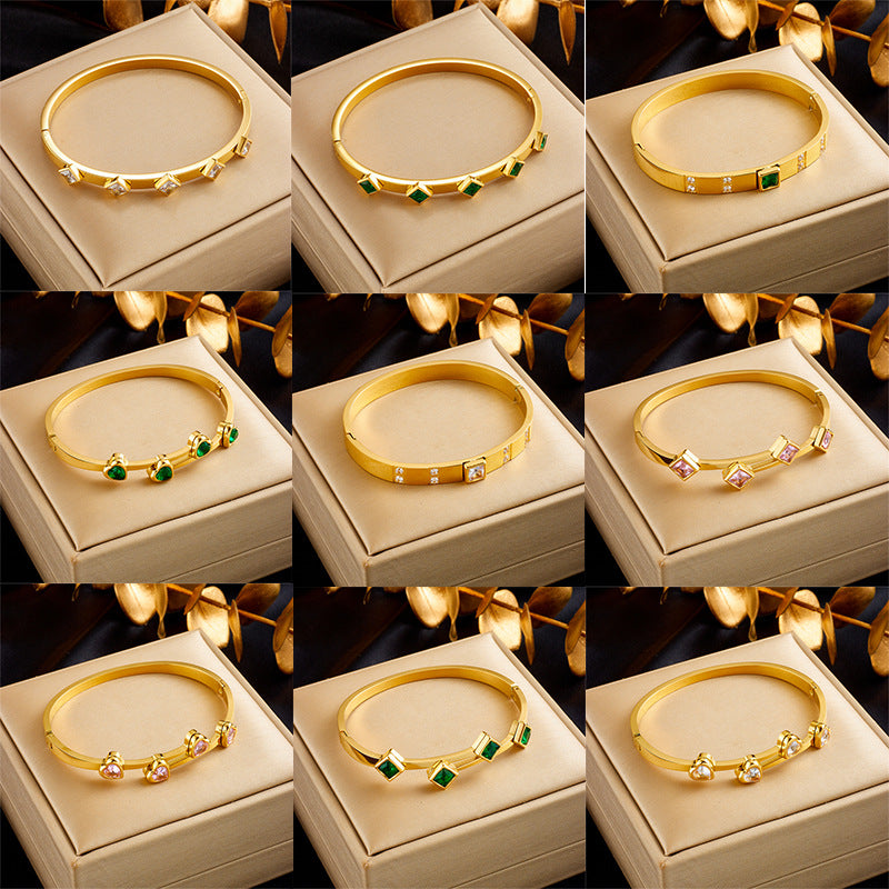 Heart Circle Cube Stainless Steel Electroplating Bangles