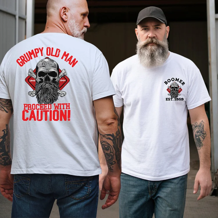 Boomer Customize T-shirt 100% Cotton, Grumpy Old Man Proceed With Caution Sweatshirt, Custom Year Of Birth Hoodie
