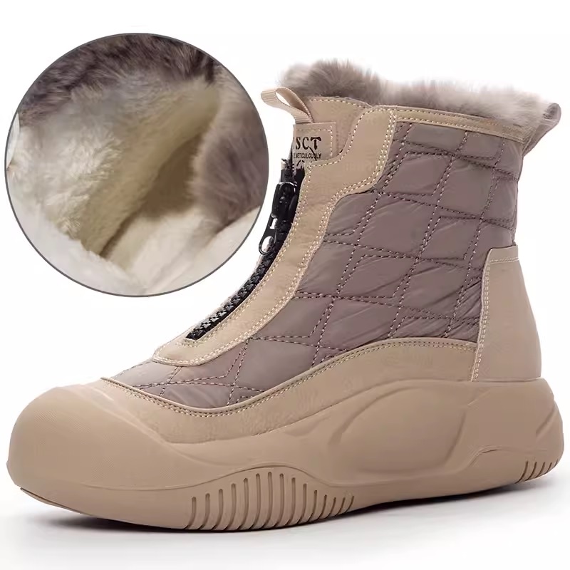 Wool Warm Soft Sole Cow Leather Women's Snow Boots DANRRIO.COM DANRRIO