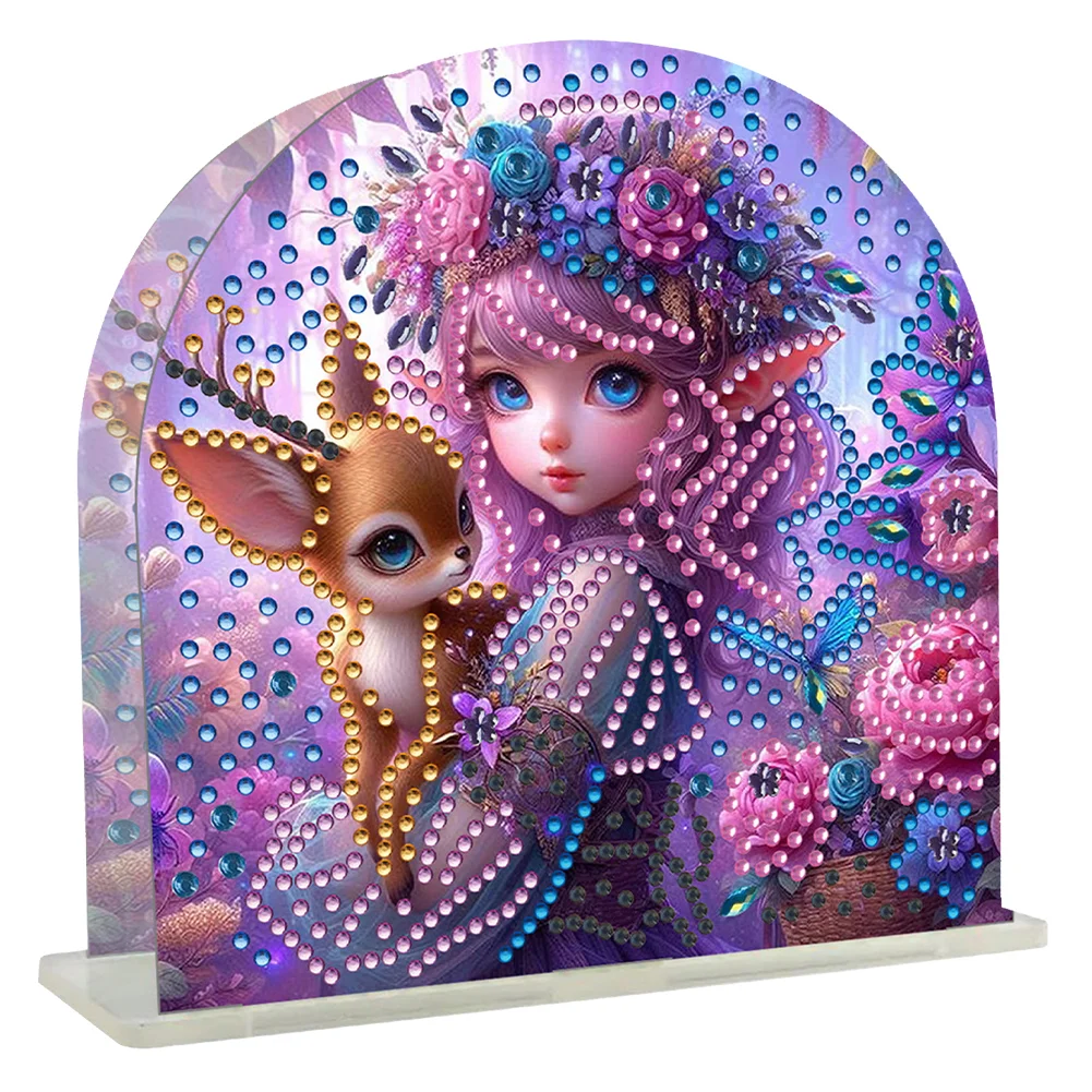 DIY Elf Girl Acrylic Diamond Art Painting Napkin Holder Set Home Table Decor