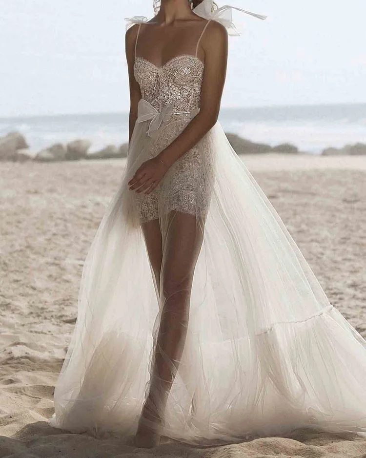 Tie wedding evening dress