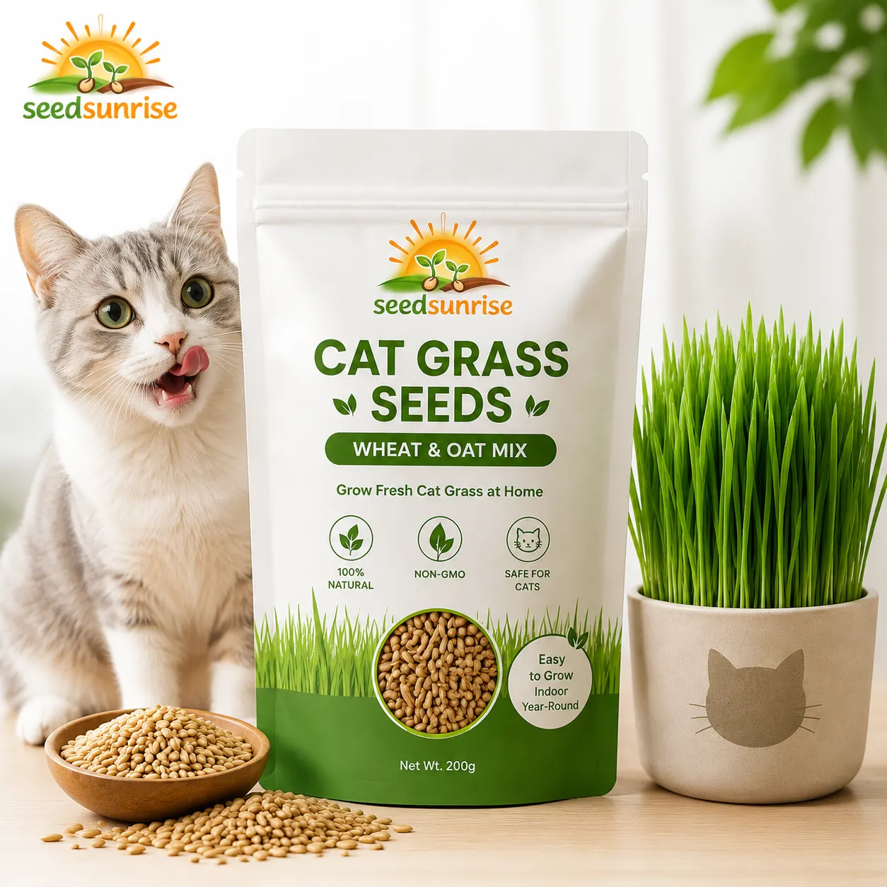 Grow Fresh Cat Grass Seeds at Home