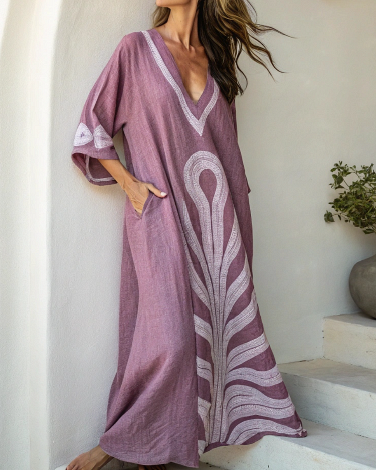 Linen Kaftan Maxi Dress