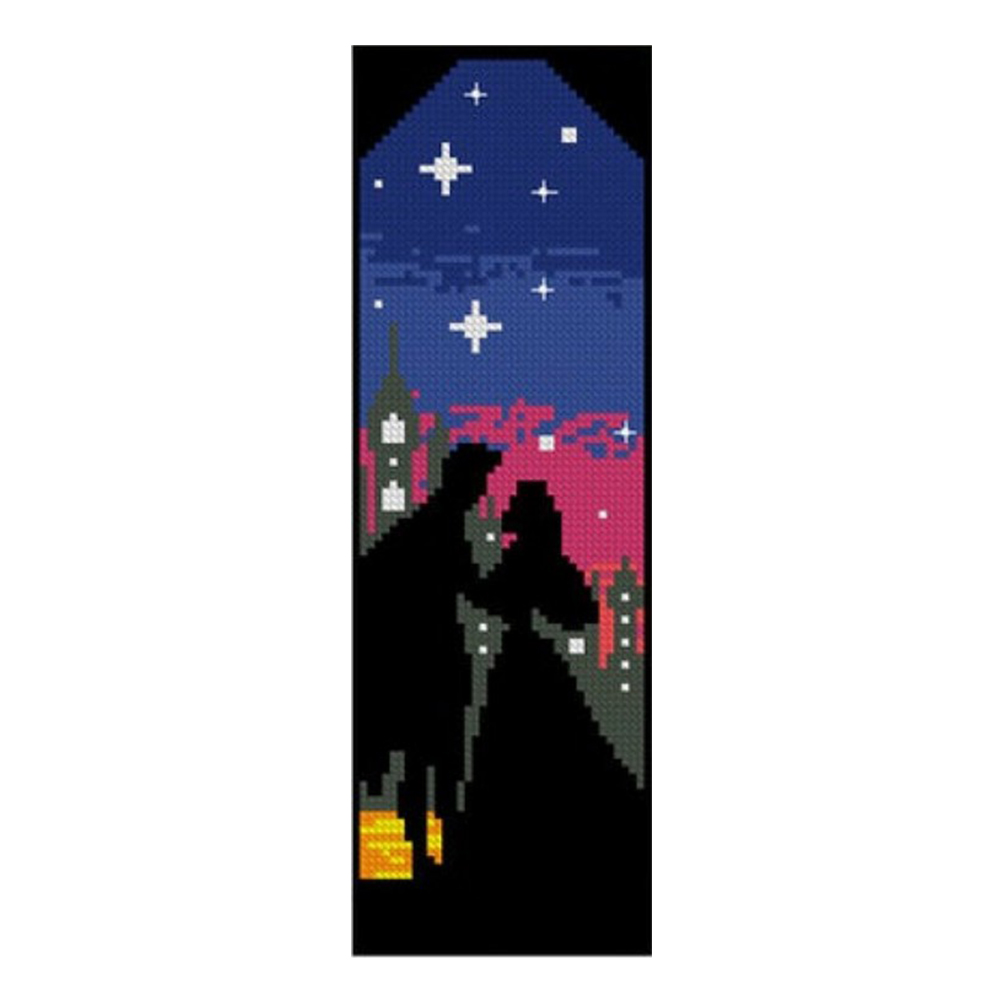 

Cartoon Night View - 12CT Counted Cross Stitch - Double-sided Bookmark, 501 Original