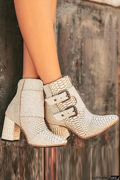 Buckle High Heel Ankle Boots