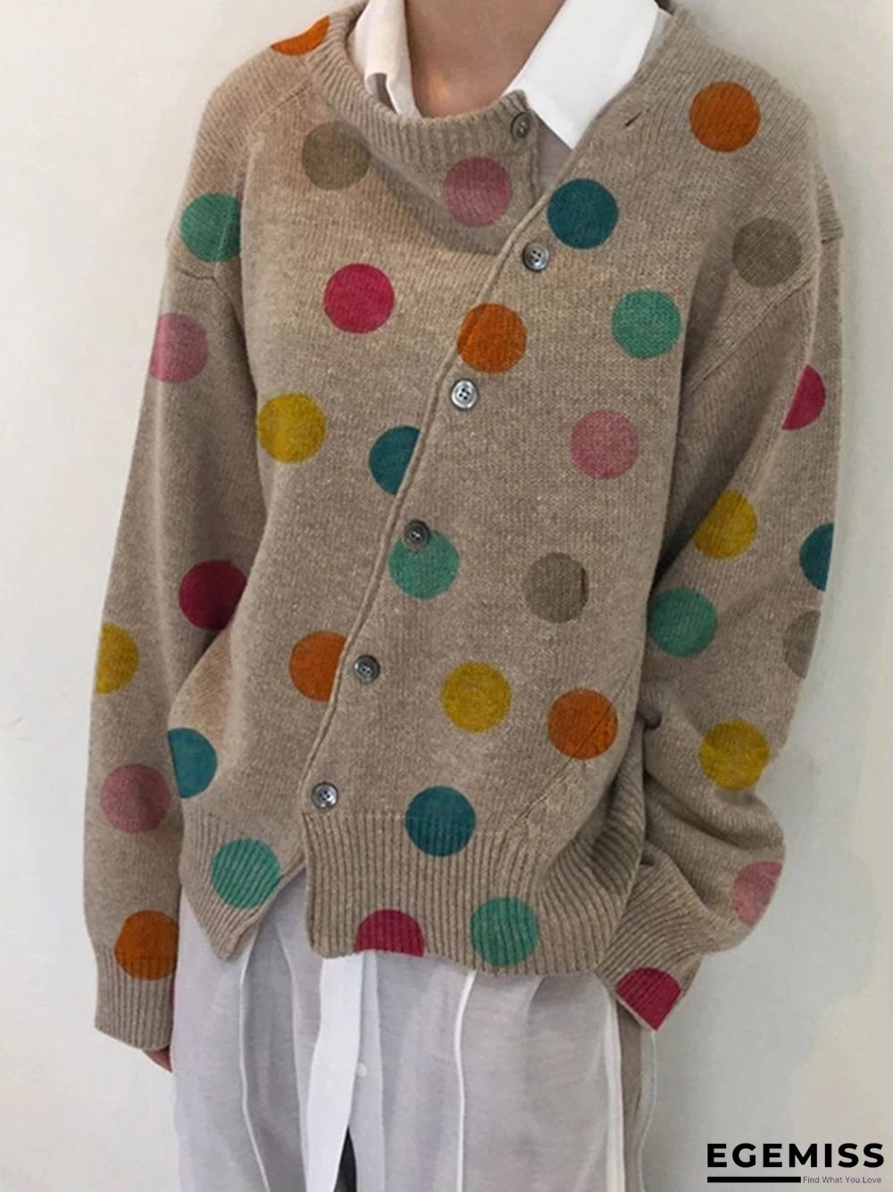 Acrylic Casual Polka Dots Sweater | EGEMISS