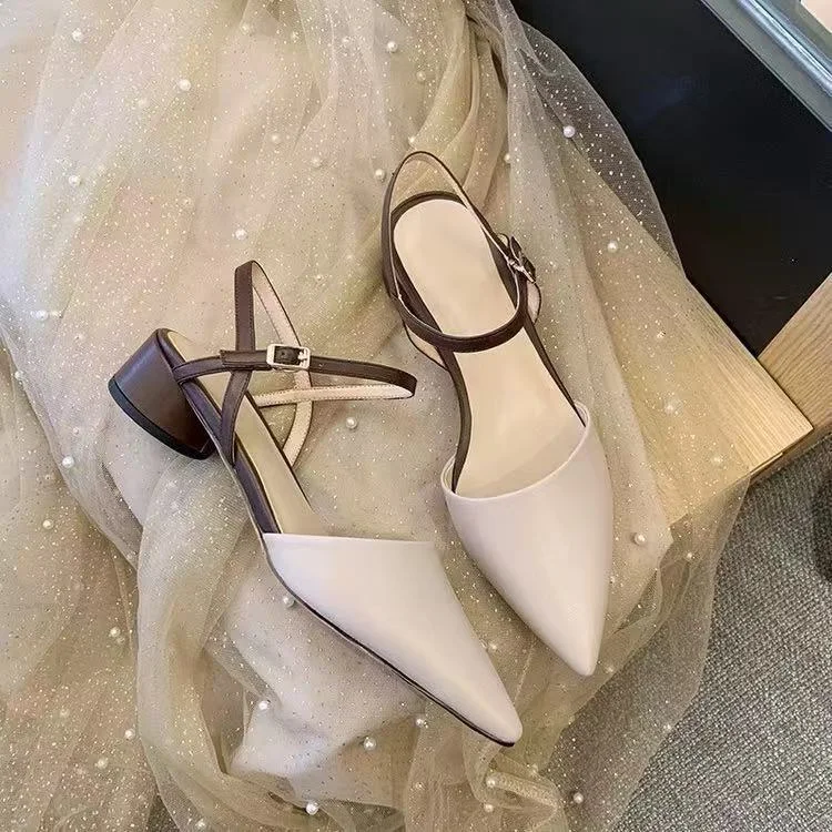 Breakj Breakj Summer New Women's Fairies Coarse Heel One-Word With The Back Of The Air Cool Evening Shoes Single Shoes