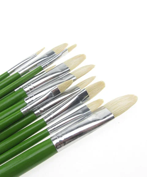 6 Pcs Filbert Bristle Hair Paint Brush Set