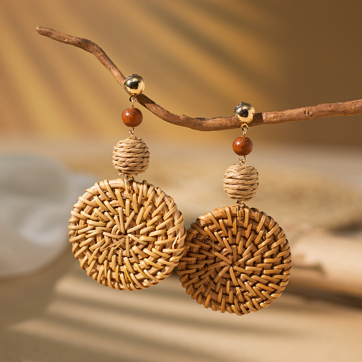 Women's Holiday Bohemian Style Raffia Hand-woven Earrings