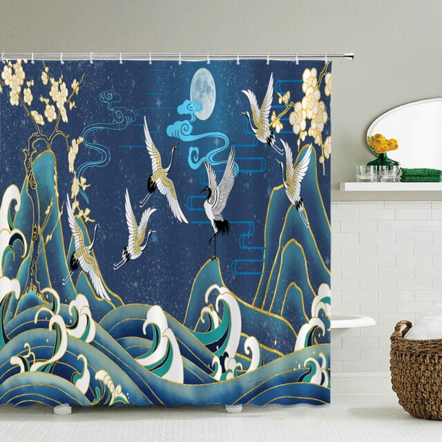 

Shower Curtain – Japanese-style Sea Waves-180*180cm, 501 Original