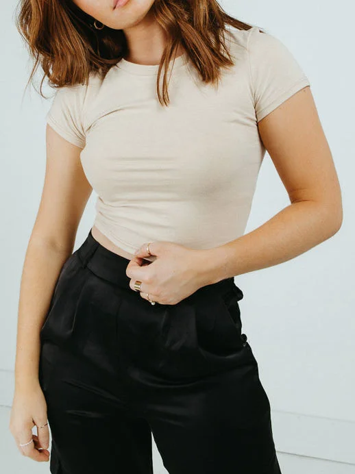 Casual Solid Color Basic Crop Tops