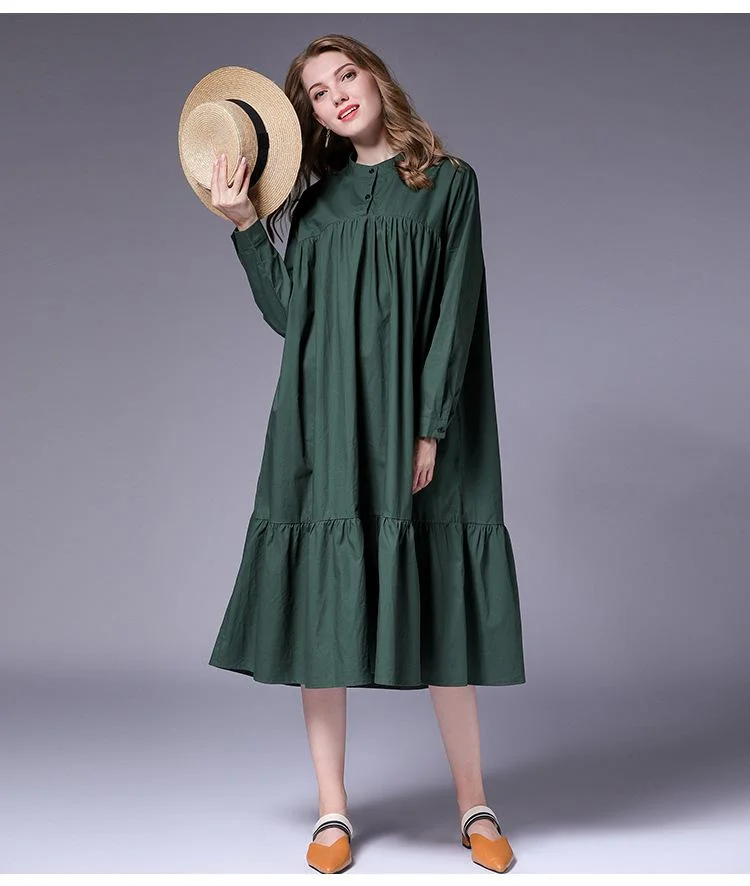 Women's new style casual literary midi dress