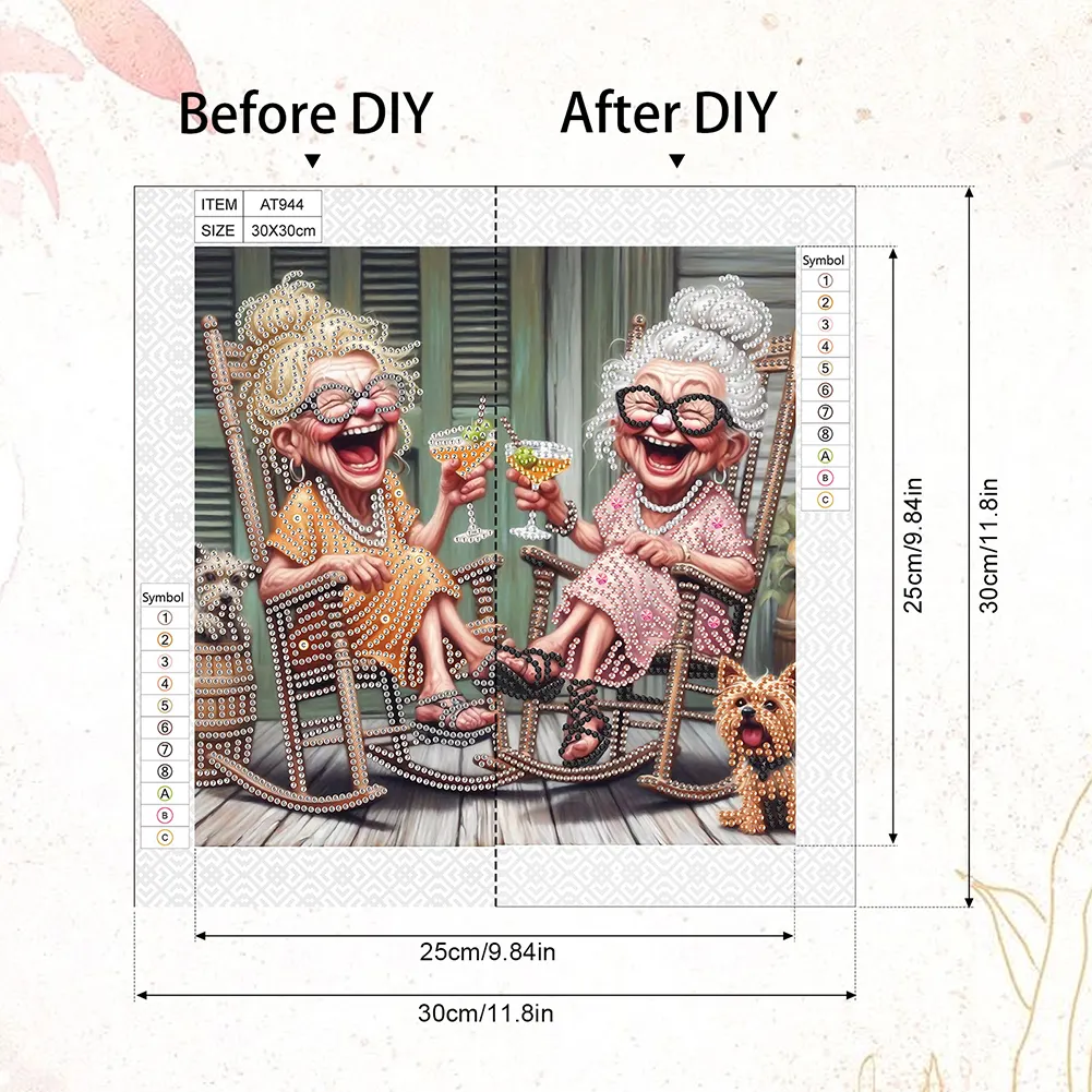Diamond Painting - Partial Special Shaped Drill - Funny Granny(Canvas|30*30cm)