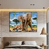 Diamond Painting-DIY Full Round Partial AB Drill Giraffe and Elephant(75x55cm)