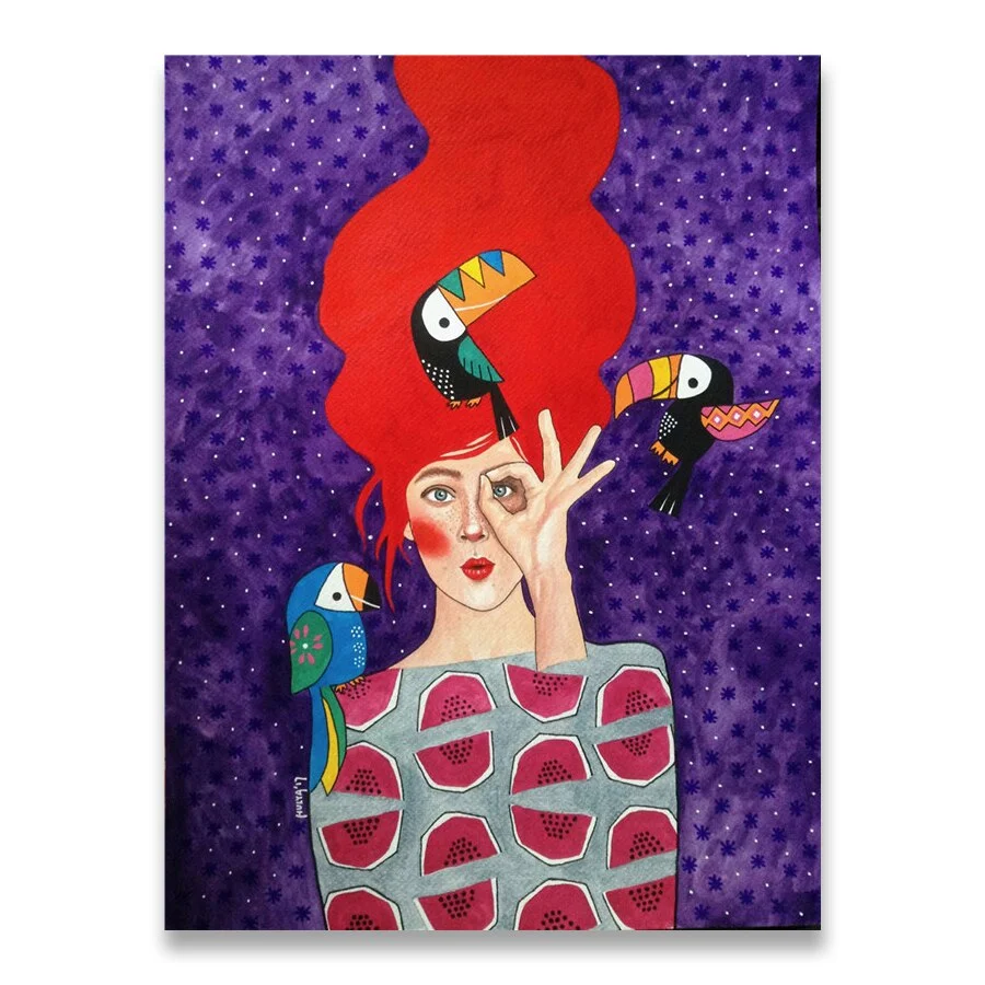 Abstract Colorful Girl Wall Art Canvas Painting Nordic Poster Flower Hair Cuadros Wall Pictures For Living Room Vintage Unframed