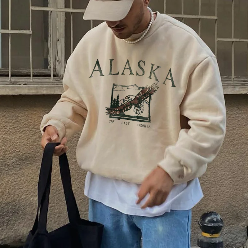 ALASKA Mens Streetwear Casual Sweatshirt、、URBENIE