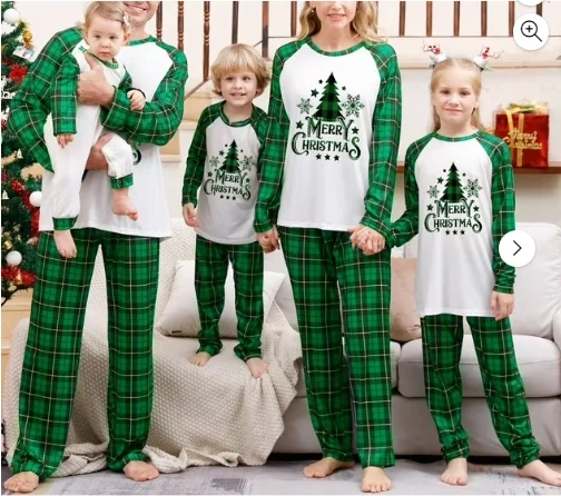 Family Matching Christmas Pajamas Holiday Couple PJ Set Men and Women Kids Sleepwear Long Sleeve Xmas Jammies Print Tops and Pants